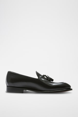 Mocassins de couro Tassel - Preto