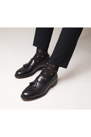 Mocassins de couro Tassel - Preto