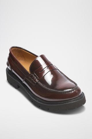 Mocassins de couro envernizado Penny - Bordô