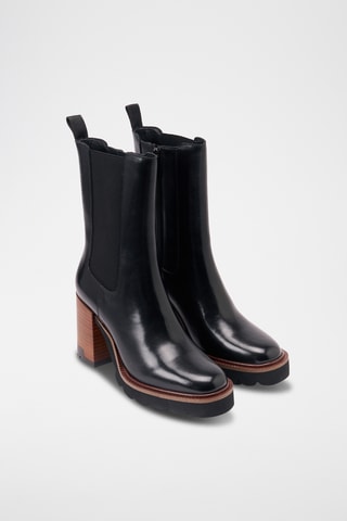 Leren Chelsea Boots Heeled - Zwart