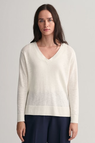 Pull relaxed en soie - Blanc cassé