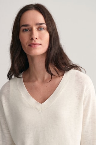 Pull relaxed en soie - Blanc cassé