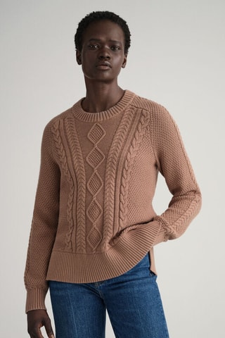 Pull regular en laine mérinos - Marron clair