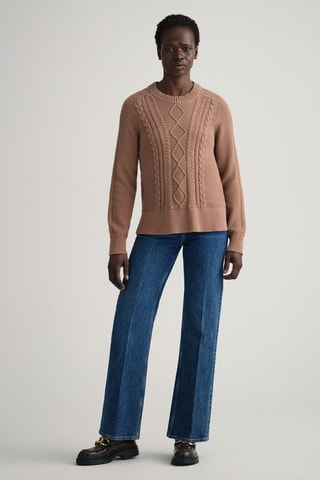 Pull regular en laine mérinos - Marron clair