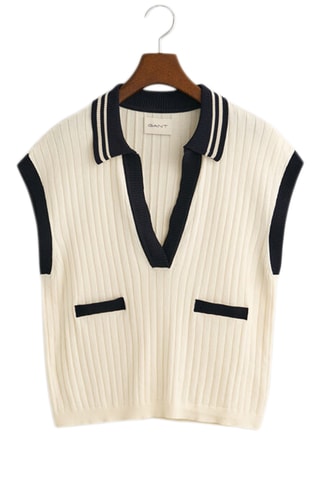 Pull relaxed sans manches - Crème