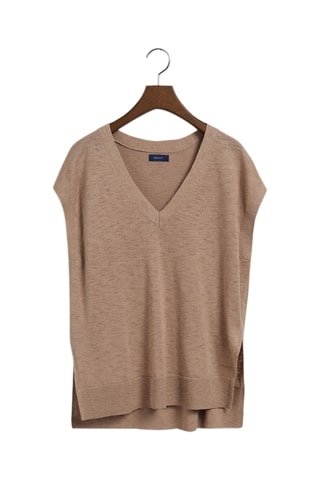 Pull relaxed en soie sans manches - Beige