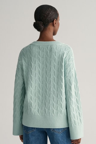Pull relaxed en laine mérinos - Turquoise