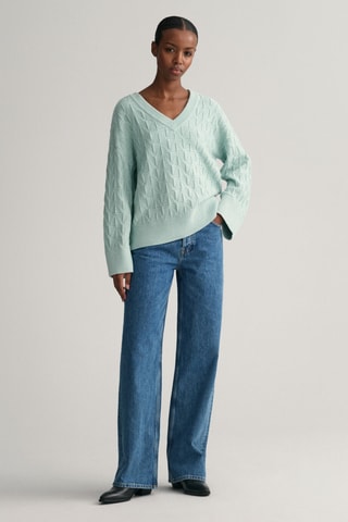 Pull relaxed en laine mérinos - Turquoise