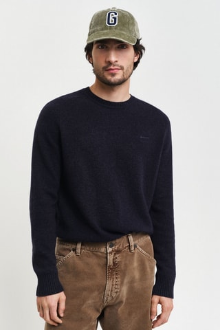 Pull relaxed en laine - Bleu marine