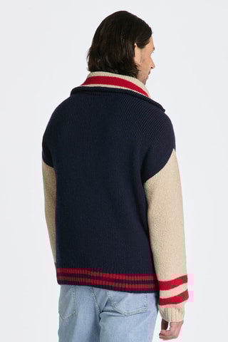 Pull relaxed en laine - Bleu marine