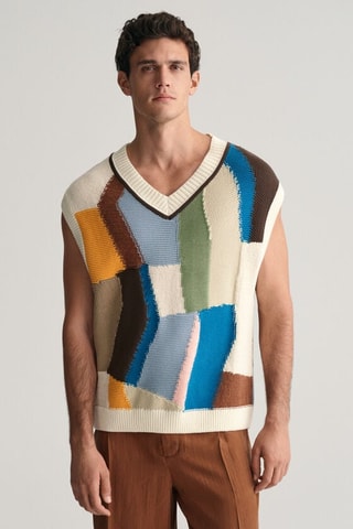 Pull relaxed sans manches - Crème