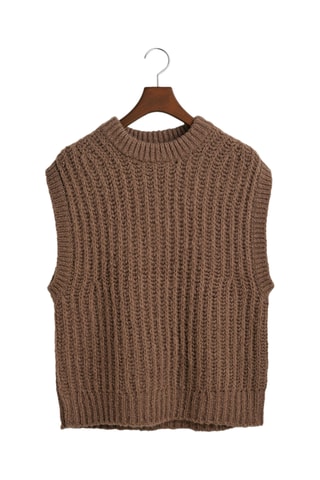 Pull relaxed en laine sans manches - Marron