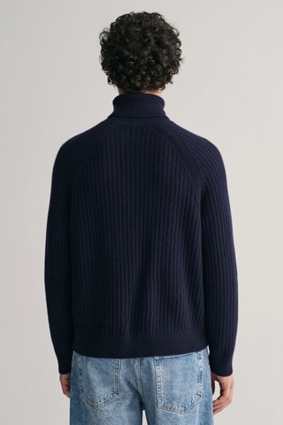 Pull relaxed en laine - Bleu marine