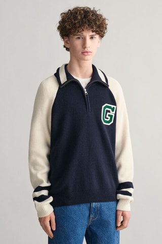 Pull relaxed en laine - Bleu marine