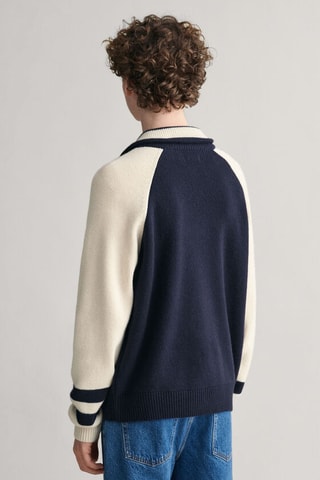 Pull relaxed en laine - Bleu marine
