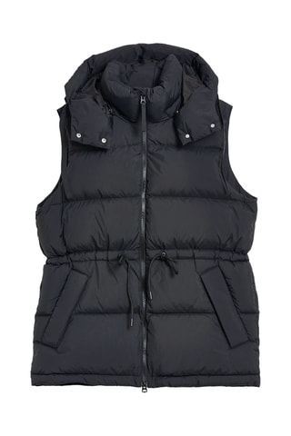 Doudoune à capuche sans manches - Noir