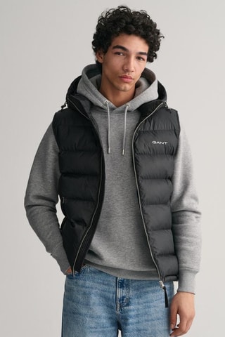 Doudoune regular à capuche sans manches - Noir