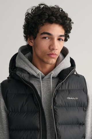 Doudoune regular à capuche sans manches - Noir