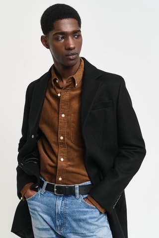 Manteau regular en laine - Noir