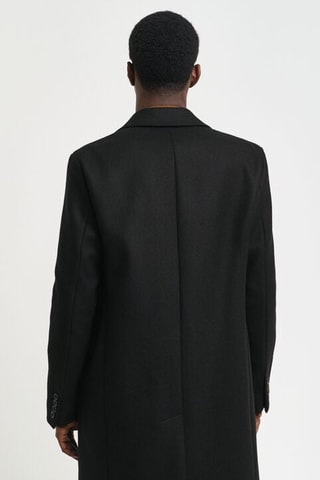 Manteau regular en laine - Noir