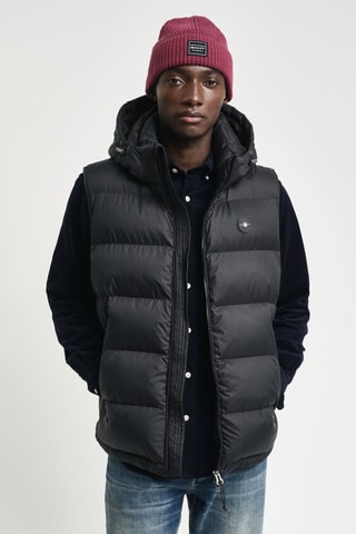 Doudoune regular à capuche sans manches - Noir