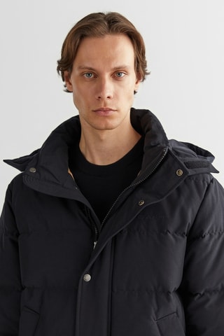 Gewatteerde Jas Regular Fit met Capuchon - Zwart