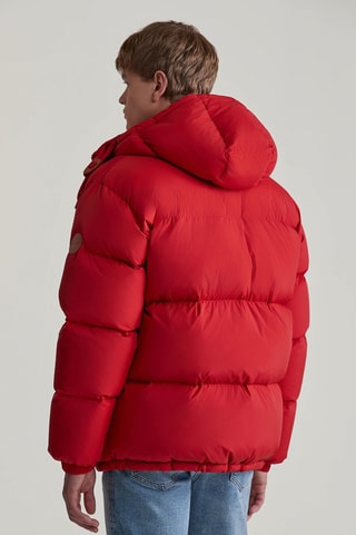 Gewatteerde Jas Relaxed Fit met Capuchon - Rood