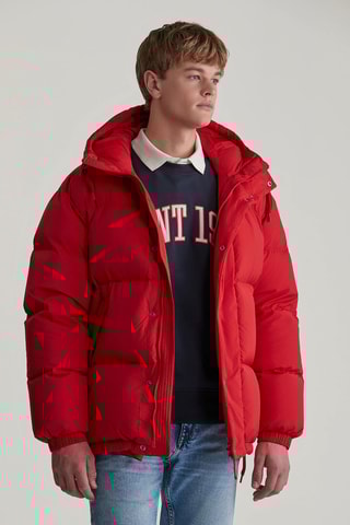 Gewatteerde Jas Relaxed Fit met Capuchon - Rood