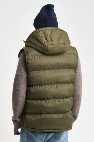 Doudoune regular à capuche sans manches - Kaki