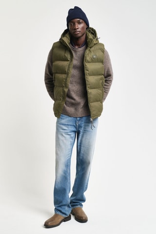 Doudoune regular à capuche sans manches - Kaki