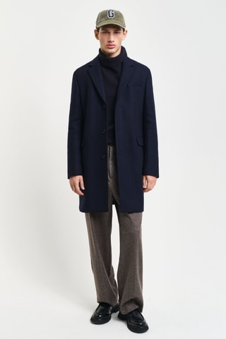 Wollen Jas Regular - Marineblauw