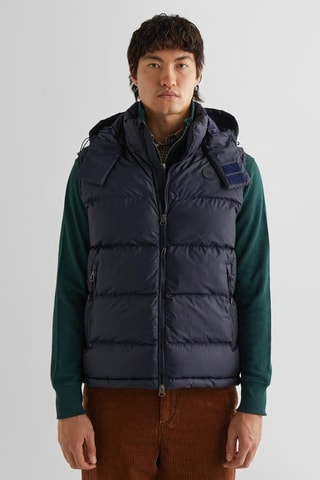 Doudoune regular à capuche sans manches - Bleu marine