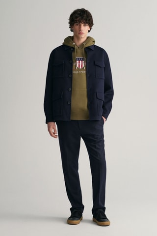 Veste réversible regular en laine - Bleu marine