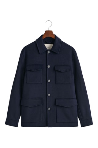 Veste réversible regular en laine - Bleu marine
