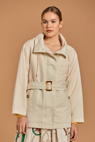 Veste en lin à capuche - Crème