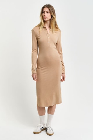 Robe chemise slim en laine - Beige