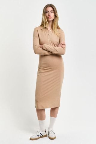 Robe chemise slim en laine - Beige