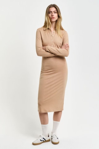 Robe chemise slim en laine - Beige