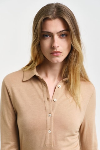 Robe chemise slim en laine - Beige