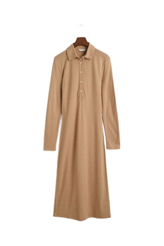 Robe chemise slim en laine - Beige