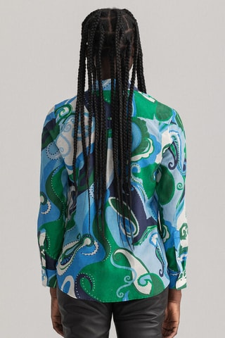 Chemise regular en soie - Bleu