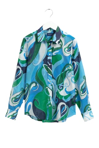 Chemise regular en soie - Bleu