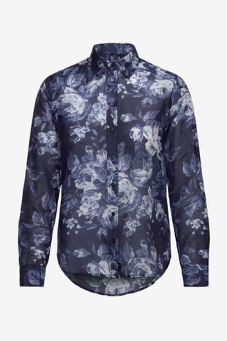 Chemise regular en soie - Bleu