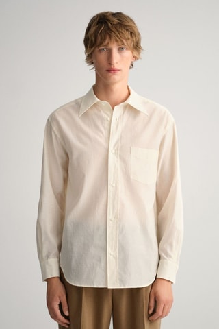 Chemise relaxed en soie - Crème