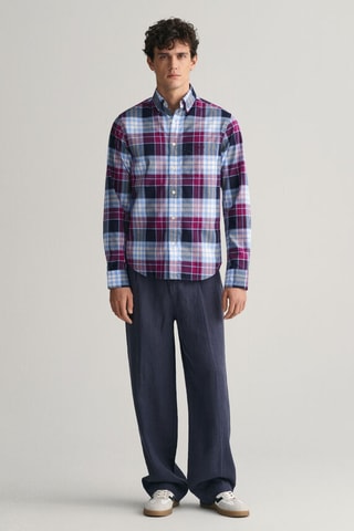 Chemise regular en coton biologique - Bleu et violet clair