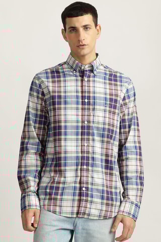 Chemise regular - Bleu et bordeaux