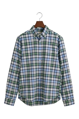 Chemise regular en coton biologique - Vert et bleu ciel