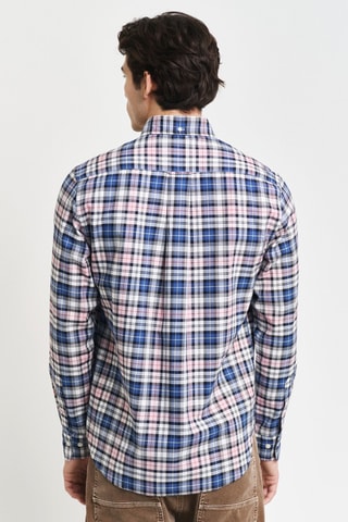 Chemise regular en coton biologique - Bleu et rose