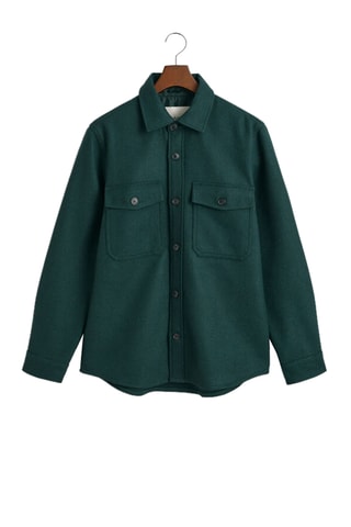 Surchemise regular en laine - Vert foncé