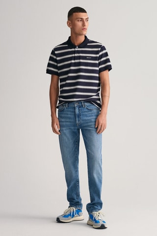 Polo regular en lin - Bleu marine